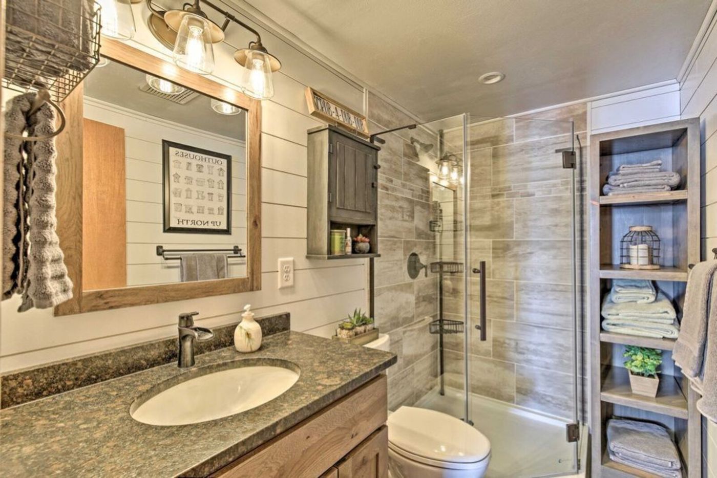 Bathroom with glass shower