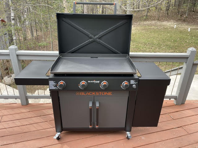 Blackstone four-burner griddle on the deck