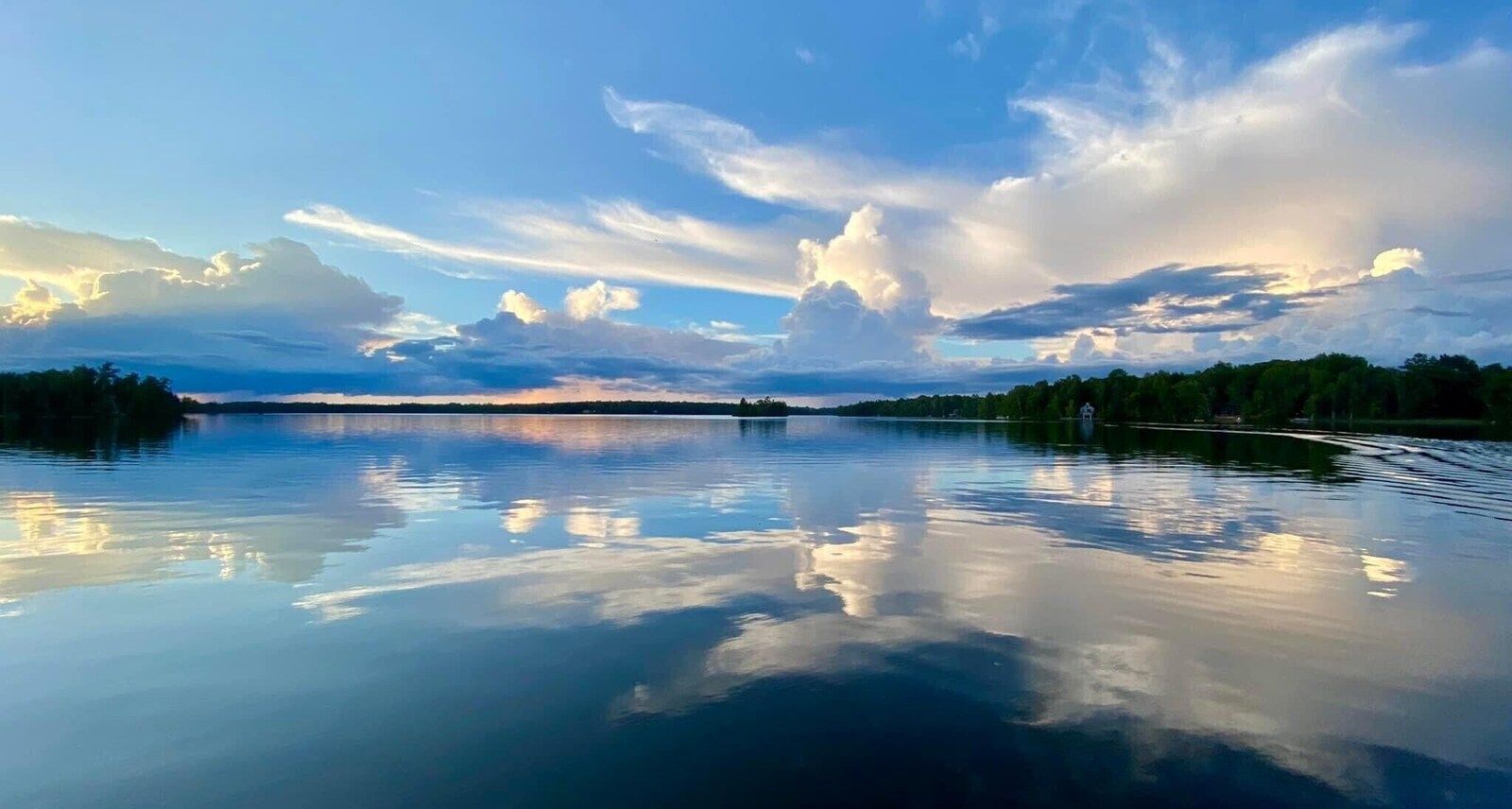 Evening sky reflected on the Turtle Lake chain